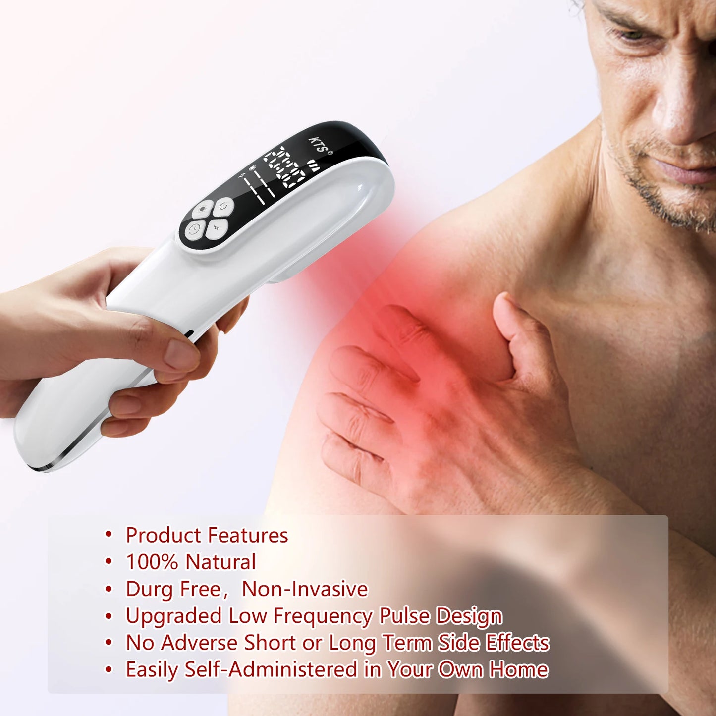 KTS Handheld Cold Laser Therapy Device 4x808nm LLLT Tens Infrared Light Therapy for Pain Relief&Joint Muscle Recovery
