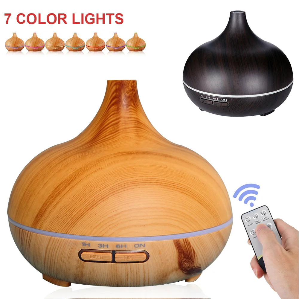 Aroma Diffuser Air Humidifier Essential Oil Diffuser with 7 Color LED Lights & Remote Control UK/EU Plug 400ml