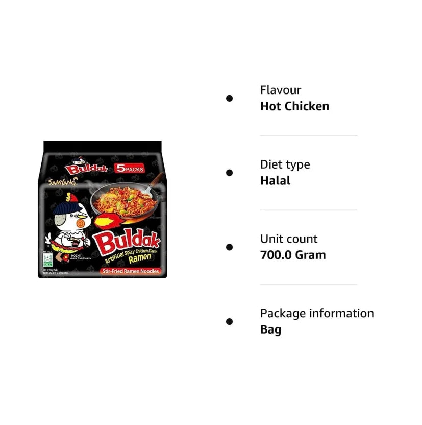 Samyang, Carbo Buldak Nuclear Fire Fried Super Hot Spicy Noodle, Pack of 40, 140g/pack