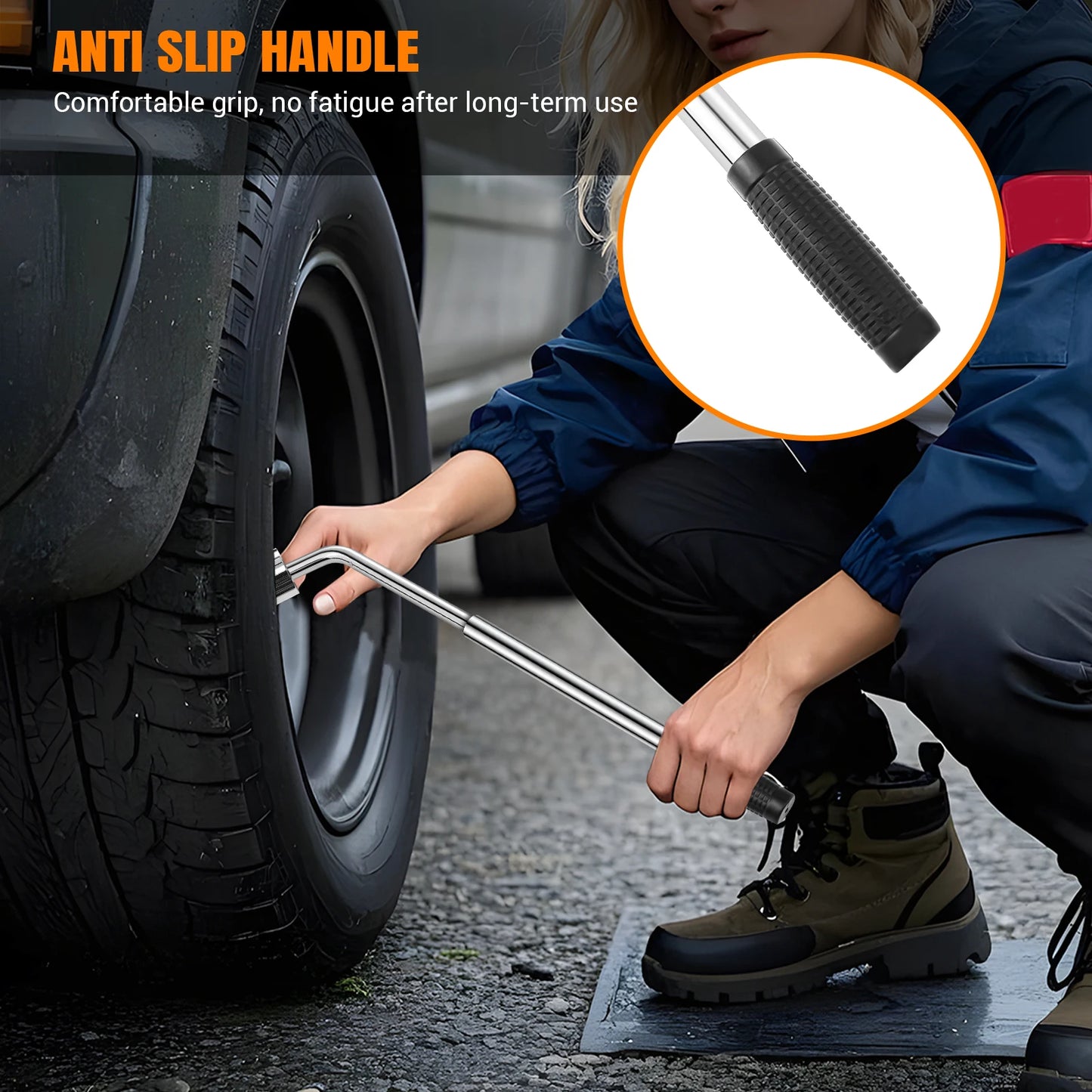 Travel Emergency Breakdown Wrench Set,Extendable Wheel Socket Tyre, Universal Car Lug Wrench Car Wheel Tire Change Tools