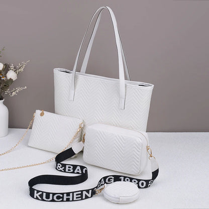 Wave pattern daily commuting large capacity tote bag handbag four piece set fashion trend personality change camera bag