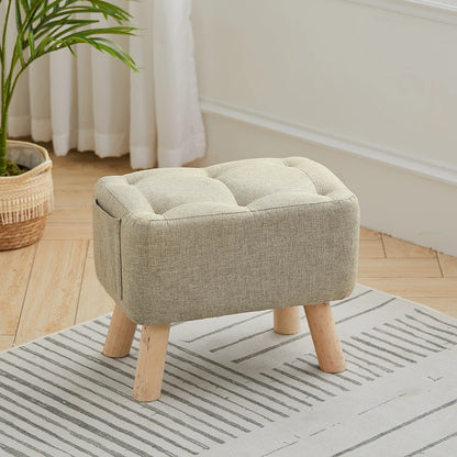 【Breeins】Linen Upholstered Ottoman Footstool with Pocket Chair Sofa Home Decoration