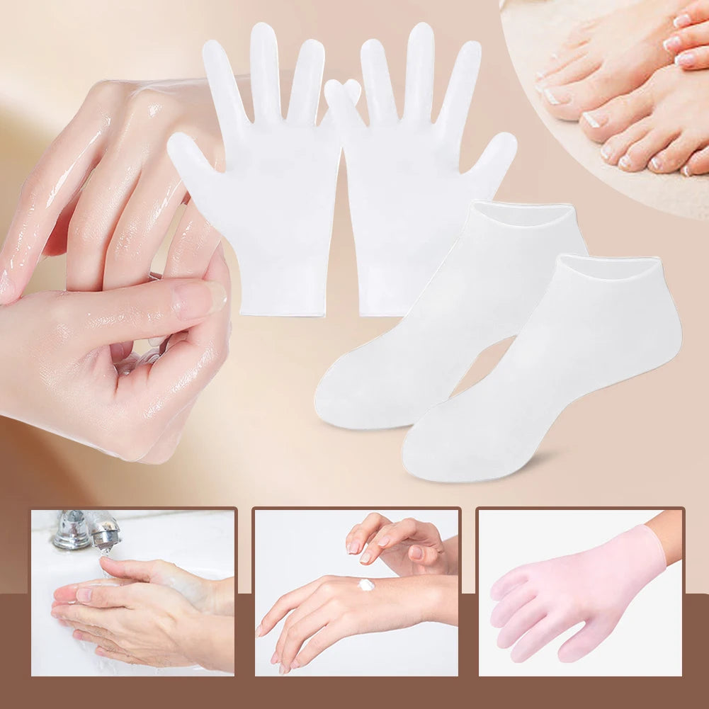 Silicone Anti Crack Foot Mask Prevents Dryness Foot & Hand Spa Mask Pedicure Socks & Moisturizing Gloves for Feet/Hand Care