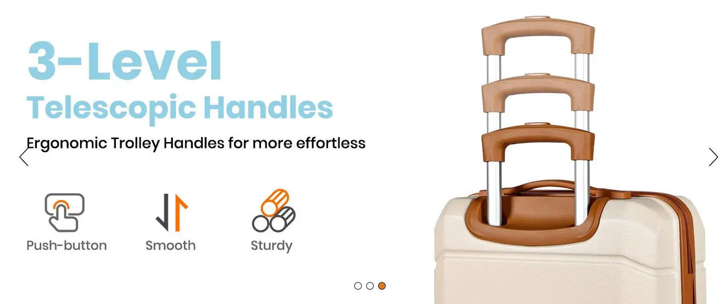 Luggage Sets of 5 Piece, Lightweight Trolley Travel Suitcase Set ABS Hard Shell, 21" + 24" + 28"+ Duffels Bag & Toiletry Bag