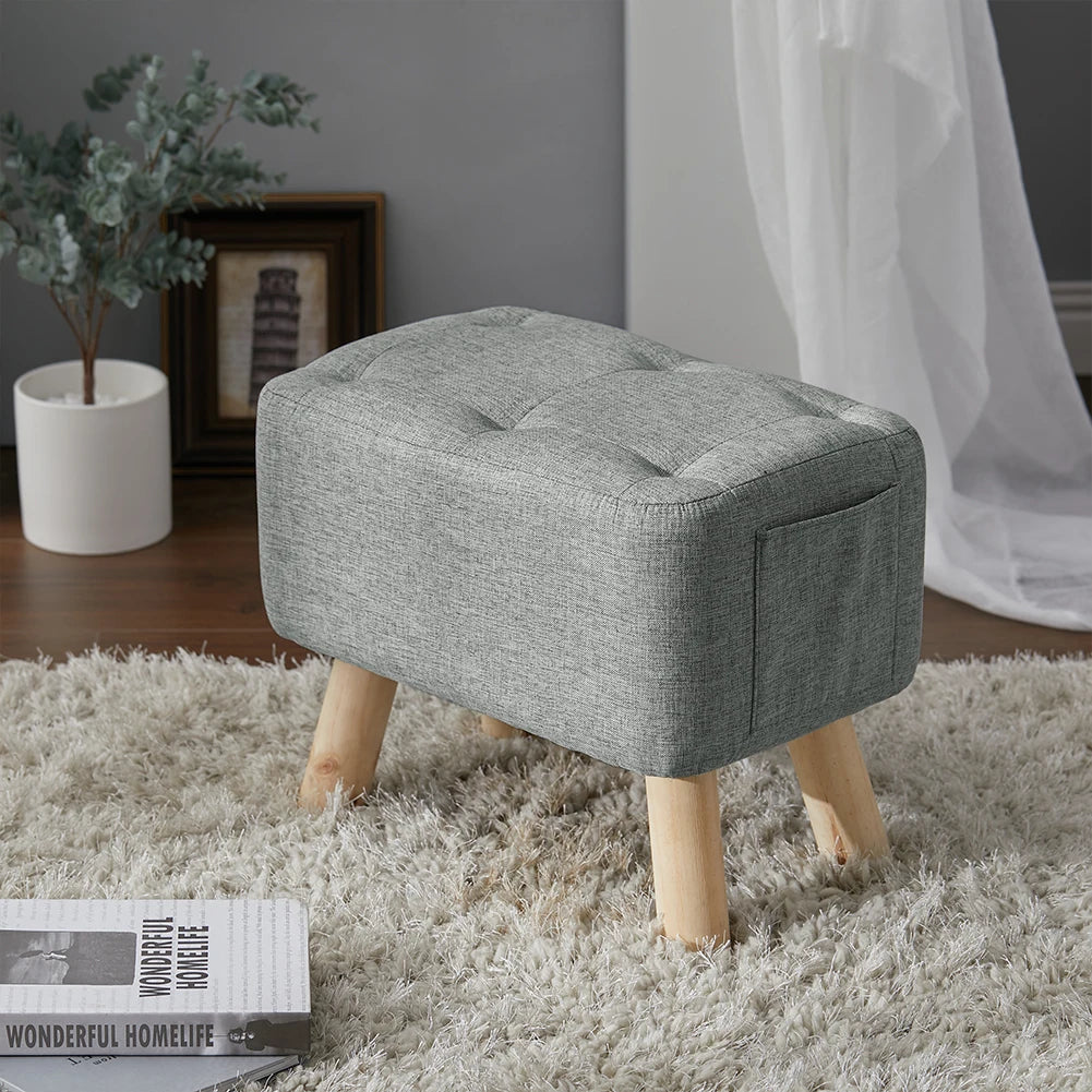 【Breeins】Linen Upholstered Ottoman Footstool with Pocket Chair Sofa Home Decoration