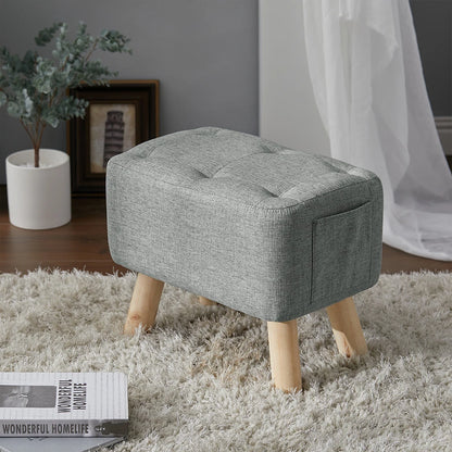 【Breeins】Linen Upholstered Ottoman Footstool with Pocket Chair Sofa Home Decoration