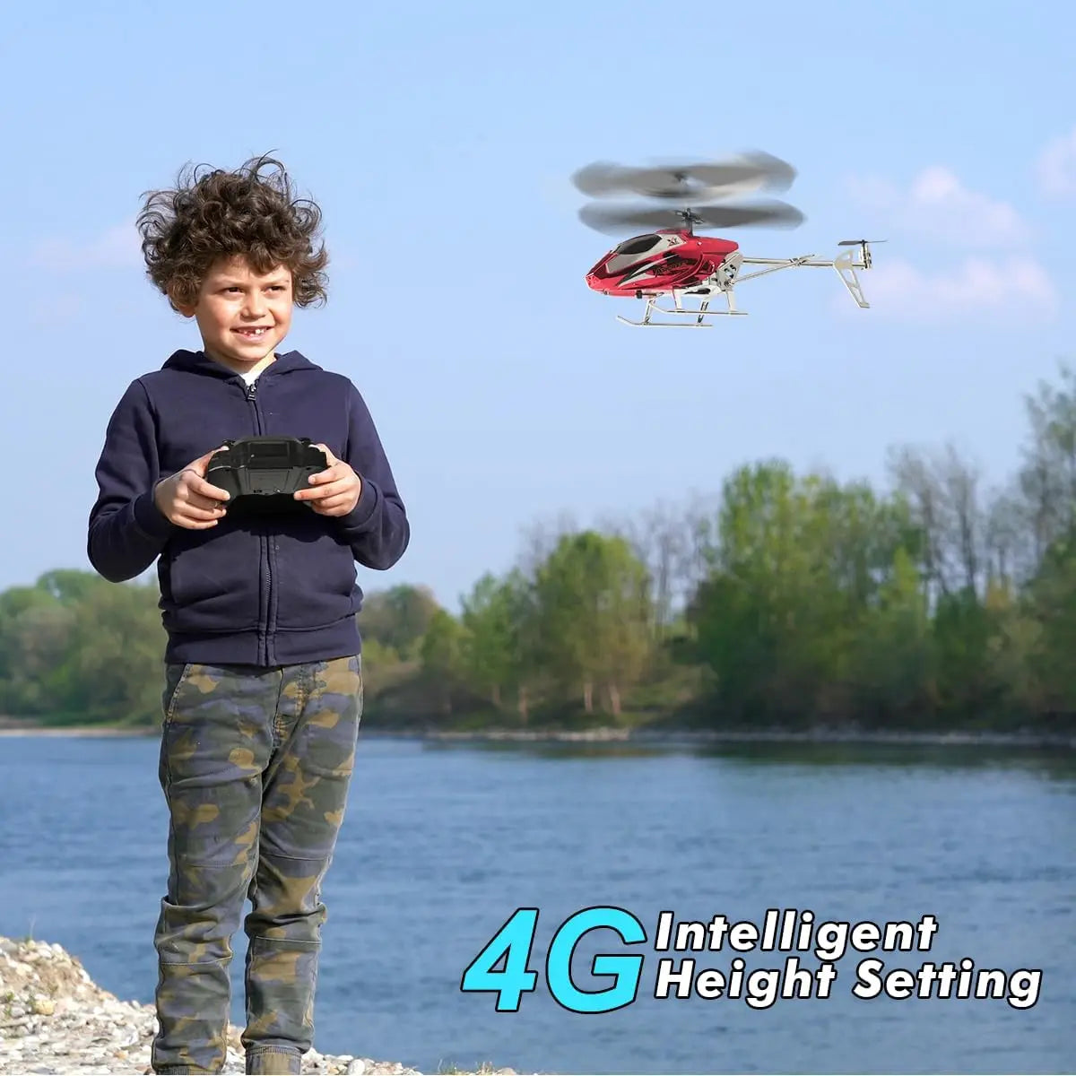 VATOS RC Helicopter for Boys 2.4G Remote Control Helicopter LED Light for Kids Fixed Height One-Key Take-Off Indoor Plane Gifts