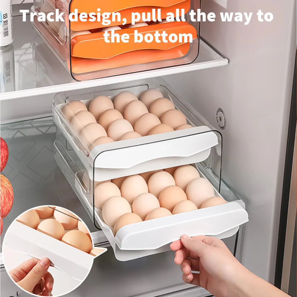 Drawer Egg Holder Rack Refrigerator Egg Storage Box 2 Layers Fresh-keeping Box Kitchen Accessories Household Stacked Egg Tray