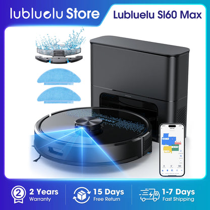 Lubluelu SL60 Max 3-in-1 Robot Vacuum Mop - 5000Pa Suction Pet Hair Long Hair Friendly LDS9.0 LiDAR 24 No-Go Zones APP Control