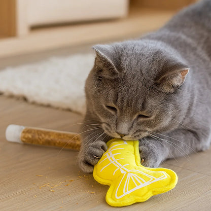 Refillable Catnip Fish Toy for Cats, Soft Felt Interactive Play, Encourages Pouncing and Stalking