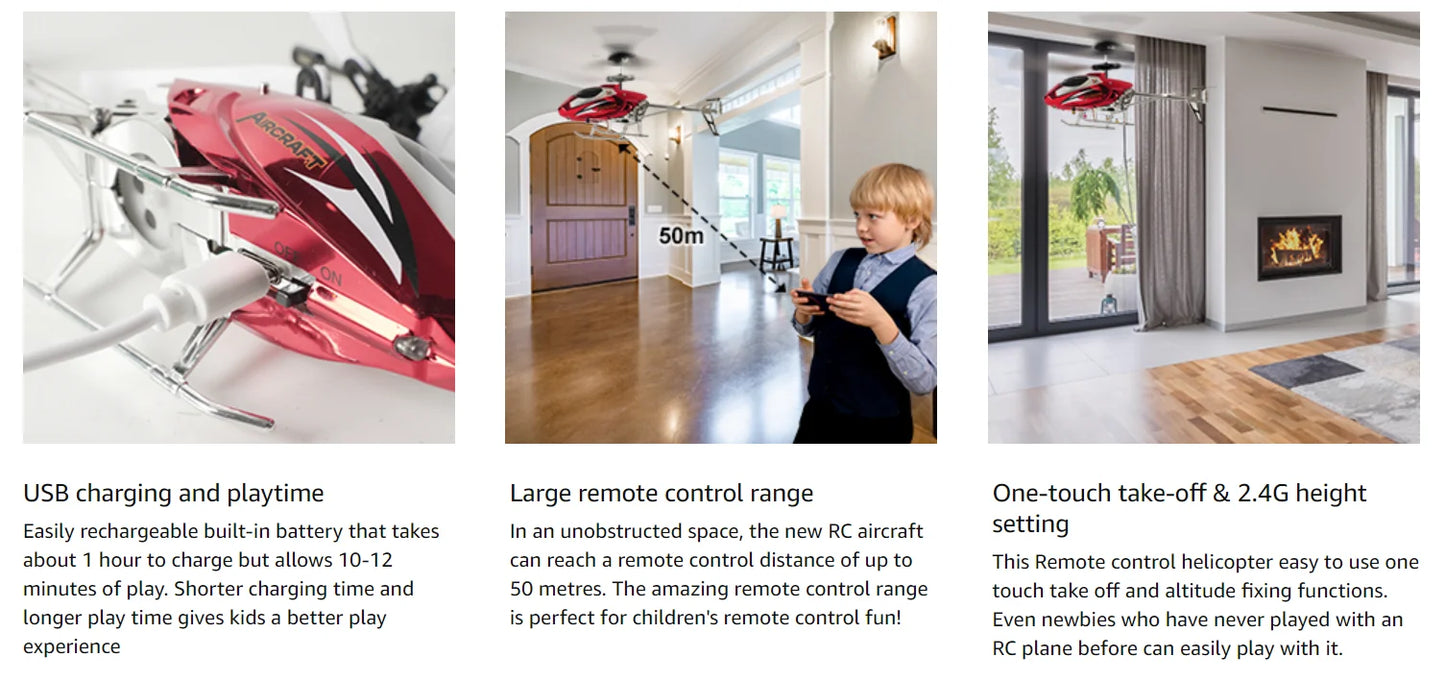 VATOS RC Helicopter for Boys 2.4G Remote Control Helicopter LED Light for Kids Fixed Height One-Key Take-Off Indoor Plane Gifts