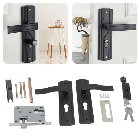 Door Handle Lock Manganese Steel Silent Bearing Universal Door Lever Lock Set with Keys for Home Bedroom