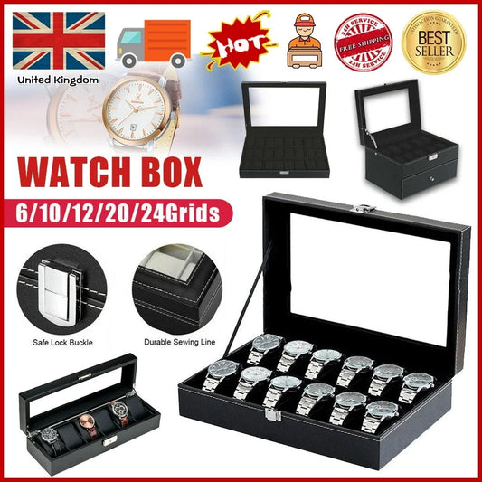 6/9/10/12/20/24 Watch Box Case Storage Display Jewelry Case Organiser for Gift UK
