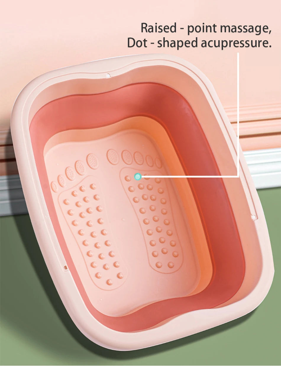 Portable Footbath Massage Bucket Easy To Store Foot Soaking Bath Tub Folding Basin for Winter warmth Relaxing and Pain Relief