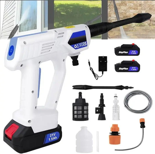21V Cordless Pressure Washer Electric Car Washer,with Foam Filter Water Tank, High Pressure, Multifuction Nozzle Cleaner Jet Car
