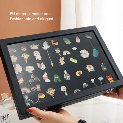 Pin Display Case Easy Cleaning Pin Collection Display Case Transparent Stylish Dustproof Glass for Military Medal for Pin