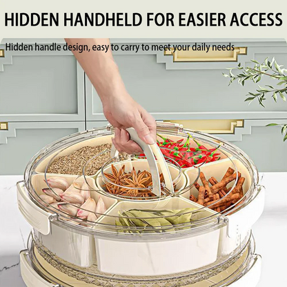 Six-Grid Food Storage Box With Handles Divided kitchen Container Compartments Stackable Snack Tray Removable and washable