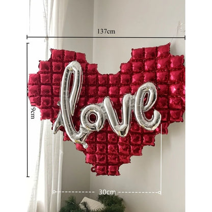 60in Standing Cute Love Teddy Bear-Shaped Balloon for Romantic Valentine's Day Proposal Wedding Birthday Party Decoration