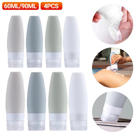 Reusable  60/90ml Travel Bottle Set Silicone Travel Bags Airport Approved