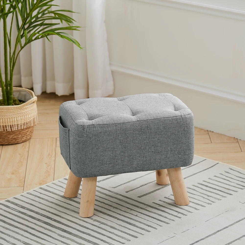 【Breeins】Linen Upholstered Ottoman Footstool with Pocket Chair Sofa Home Decoration