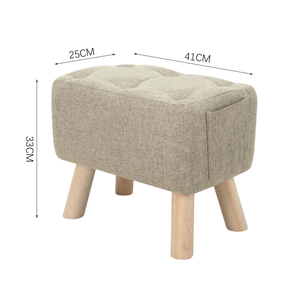 【Breeins】Linen Upholstered Ottoman Footstool with Pocket Chair Sofa Home Decoration