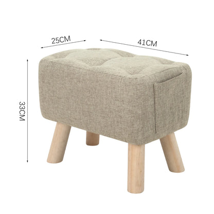 【Breeins】Linen Upholstered Ottoman Footstool with Pocket Chair Sofa Home Decoration