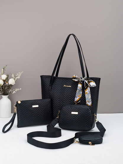 Wave pattern daily commuting large capacity tote bag handbag four piece set fashion trend personality change camera bag