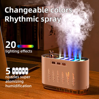 7 Colors LED Mist Humidifier Night Light Quiet Aroma Diffuser with 5 Nozzle Spray Cool Air Purifier Oil Diffuser for Home Office
