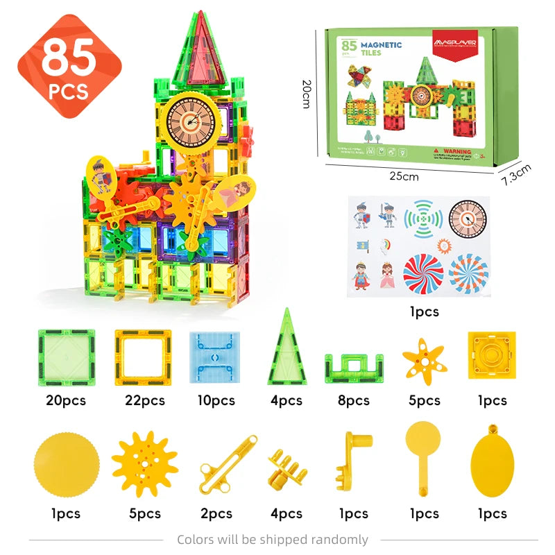 Magnetic Building Blocks Set Construction Game Children Montessori Educational Magnets Toys Magnetic Tiles For Toddlers Gift