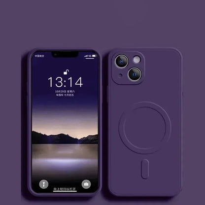 Liquid Silicone Case For iPhone 16 17 15 14 13 12 11 Pro Max Plus Mini Air For Magsafe Magnetic Wireless Charge Soft Cover funda