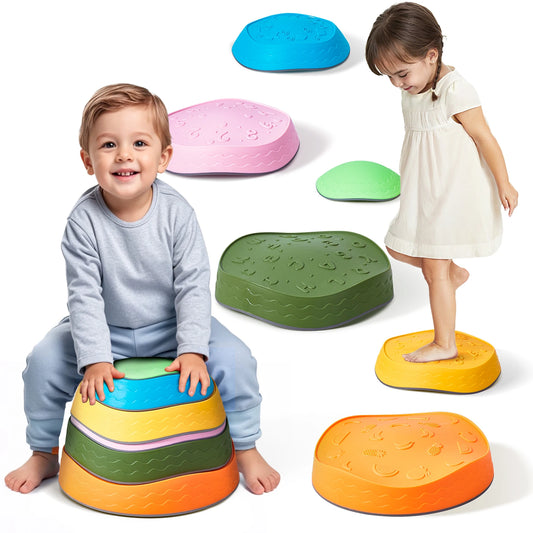 SucceBuy 6 PCS Balance Stepping Stones Kids Sports Toys Training Sensorial Social Games for Children Indoor or Outdoor Play
