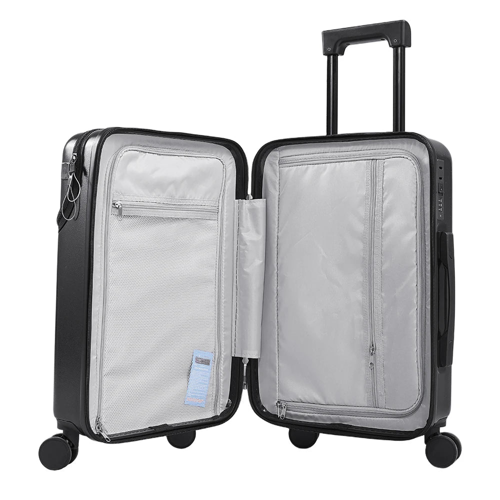 【Sheonly】20 Inch Front Opening Suitcase with TSA Lock and USB Charging Port