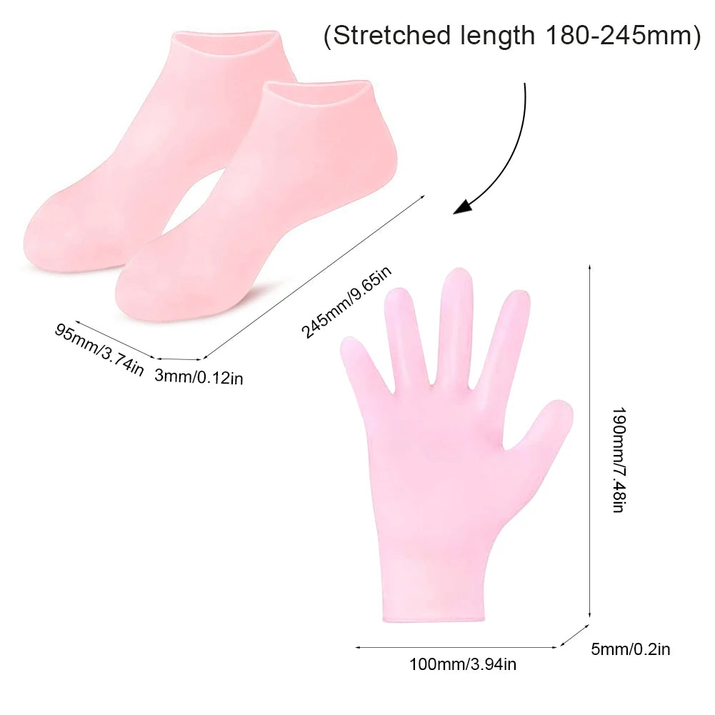 Silicone Anti Crack Foot Mask Prevents Dryness Foot & Hand Spa Mask Pedicure Socks & Moisturizing Gloves for Feet/Hand Care