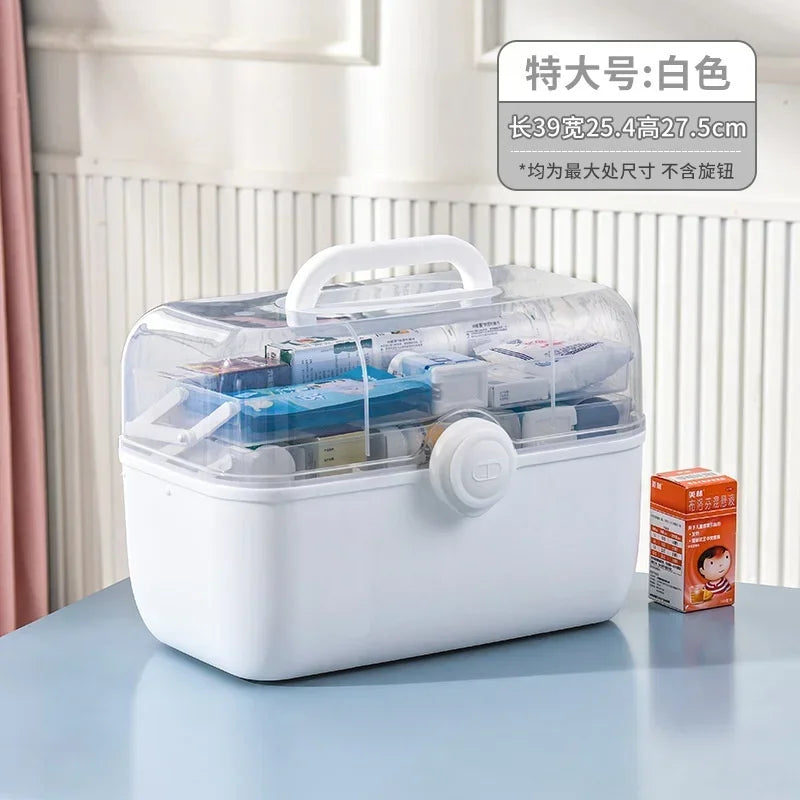 Large Capacity Family Medicine Organizer Box Portable First Aid Kit Medicine Storage Container Family Emergency Kit Box