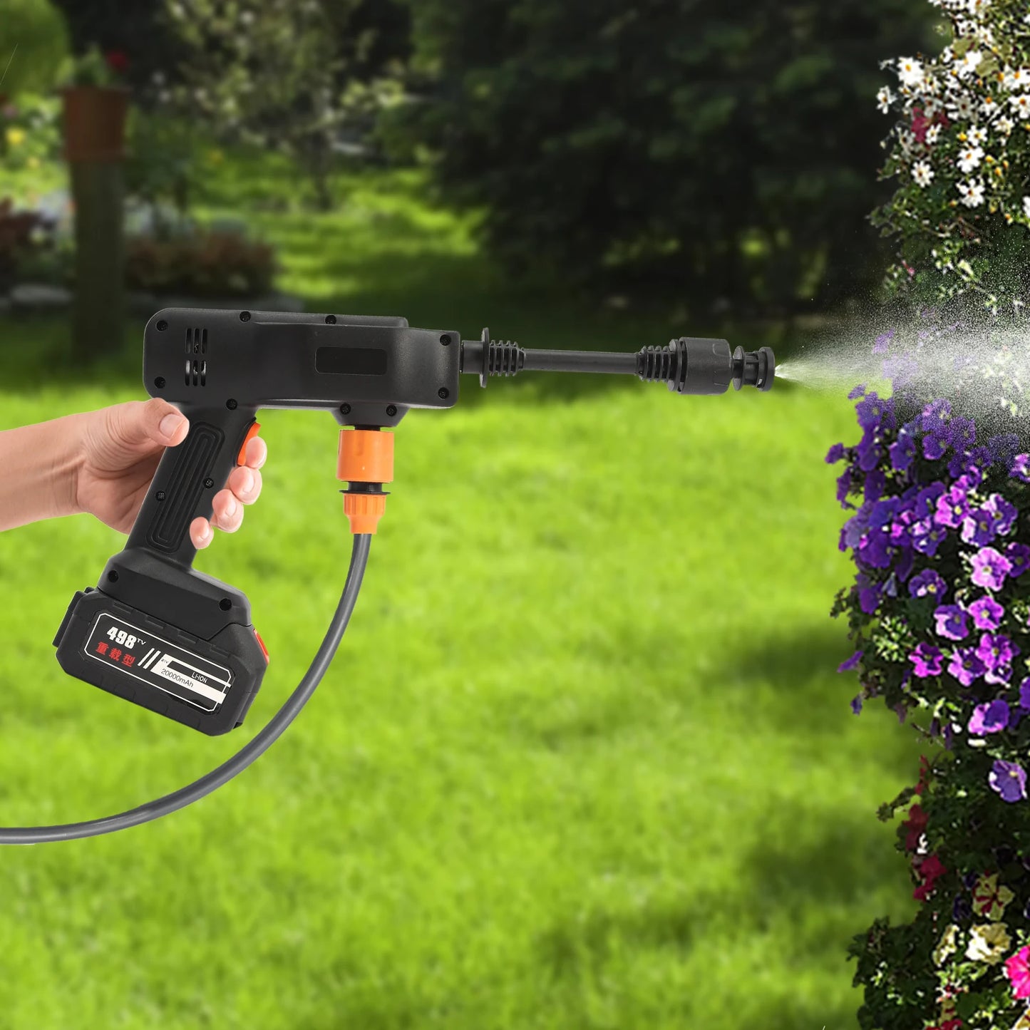 200W Cordless Pressure Washer Set Portable Pressure Cleaner Rechargeable Battery Car Water Gun Cleaning Machine