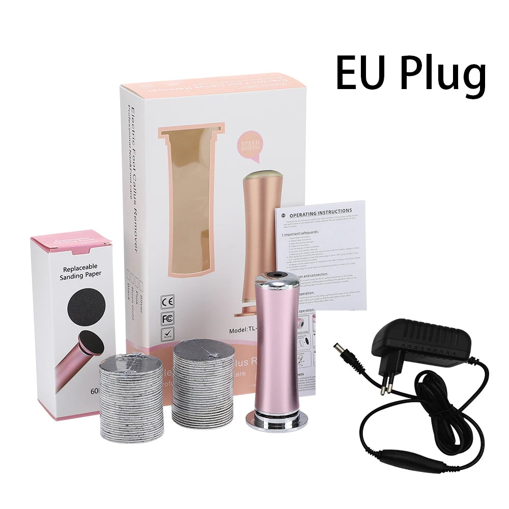 Wireless Foot Care File Leg Heels Remove USB Rechargeable Dead Skin Pedicure Tool with Replacement Sandpaper Foot Care Tool