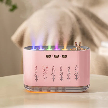 7 Colors LED Light Quiet Aroma Diffuser with 5 Nozzle Spray for Bedroom (Pink)