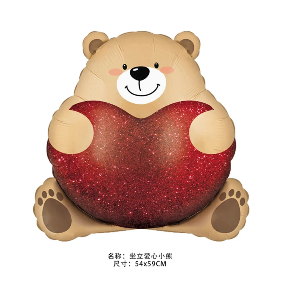 Valentine's Day Foil Balloon Decor Teddy Bear Foil Balloon Love Balloon Heart Balloons for Valentines Wedding Party Decor