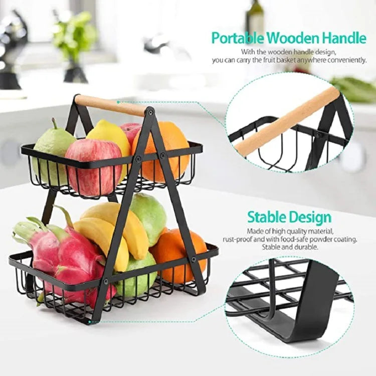 New Detachable Stainless Steel Fruit Basket Kitchen Living Room Desktop Storage Rack Bread Basket Portable Fruit Bowl