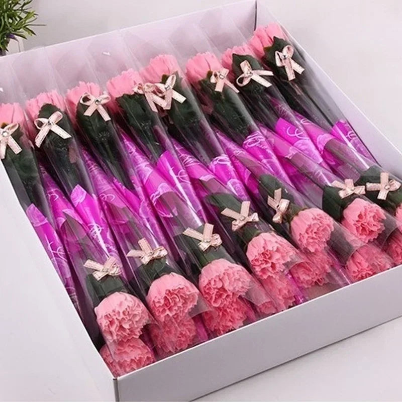 8pcs/lot Artificial Bath Carnation Soap Flowers Mother's Day Gift Party Decoration Valentine's Day Gift