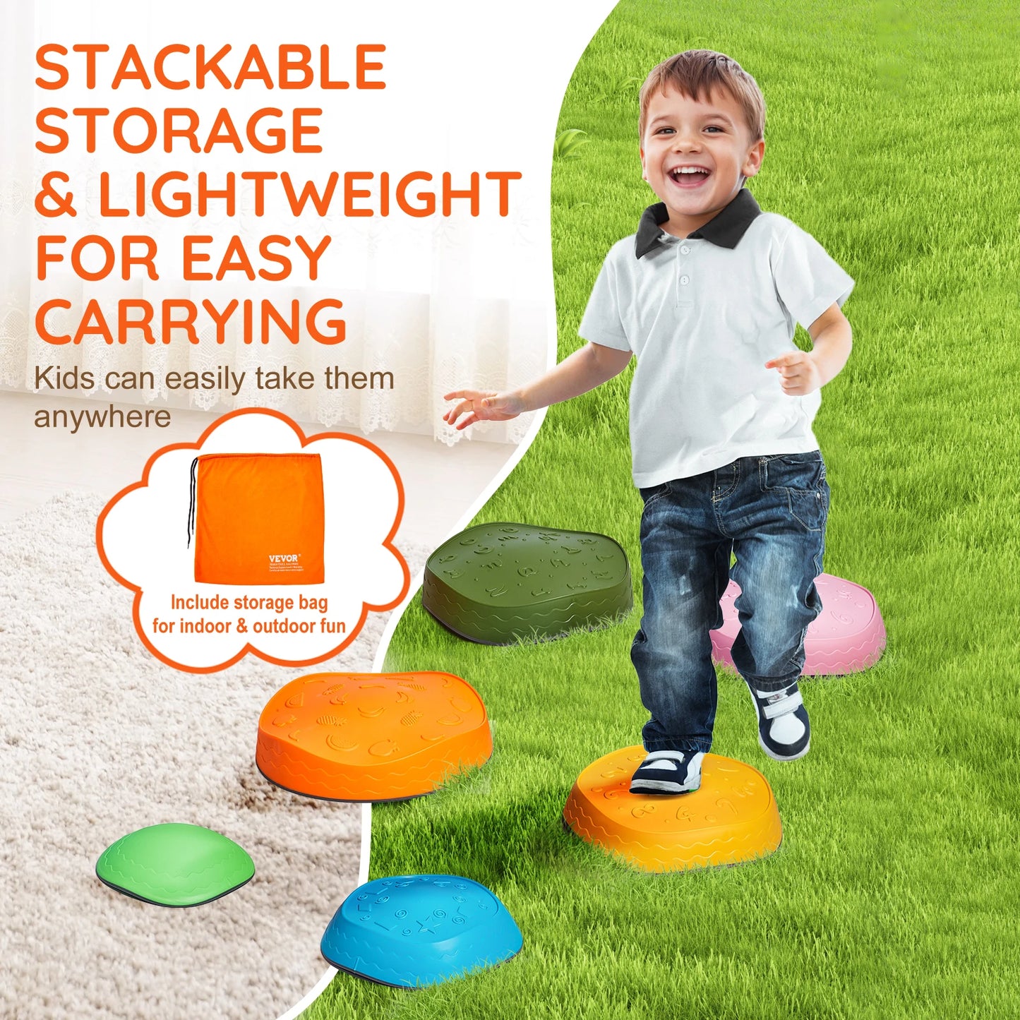 SucceBuy 6 PCS Balance Stepping Stones Kids Sports Toys Training Sensorial Social Games for Children Indoor or Outdoor Play