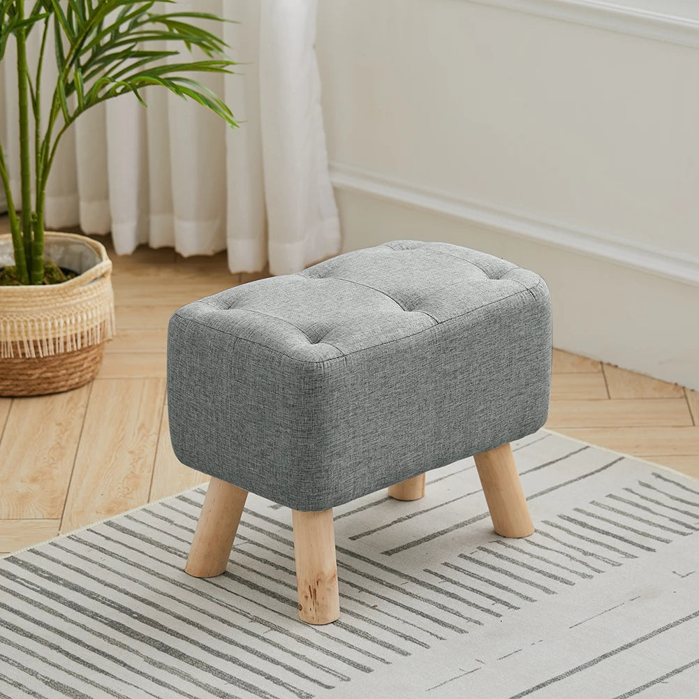 【Breeins】Linen Upholstered Ottoman Footstool with Pocket Chair Sofa Home Decoration