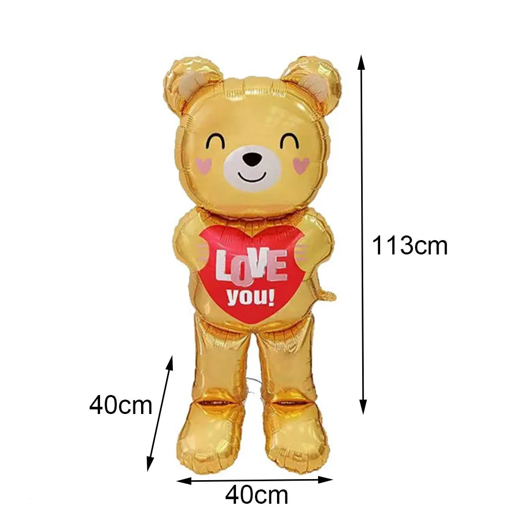 Valentine's Day Foil Balloon Decor Teddy Bear Foil Balloon Love Balloon Heart Balloons for Valentines Wedding Party Decor