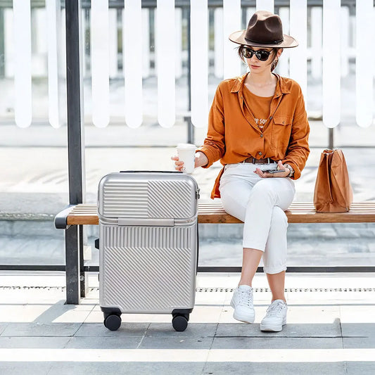 【Sheonly】20 Inch Front Opening Suitcase with TSA Lock and USB Charging Port