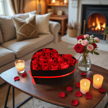 18/24PCS Heart Shape Roses Gift Box for Valentines Day Gifts Flowers Heart Shape Box for Her Mathers Day Forever Flower Birthday