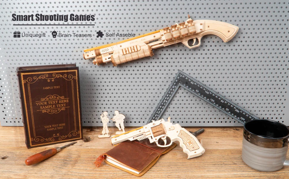 Robotime Rokr Corsac M60 Toy Gun 3D Wooden Puzzle Mechanical Building Model Kit for Children 14 Years Christmas gift