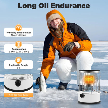 Liftable Kerosene Space Heater, Portable Kerosene Heater for Home Outdoor, Multi-functional 6L Fuel Consumption Windproof Stove