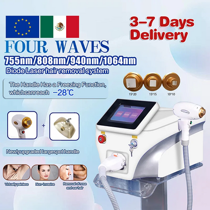 808 Diode Laser Hair Removal Machine 755 808 1064nm Wavelengths Cooling Head Painless Laser Epilator Face Body Hair Removal