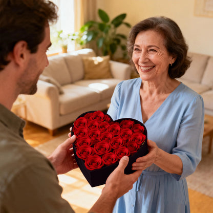 18/24PCS Heart Shape Roses Gift Box for Valentines Day Gifts Flowers Heart Shape Box for Her Mathers Day Forever Flower Birthday