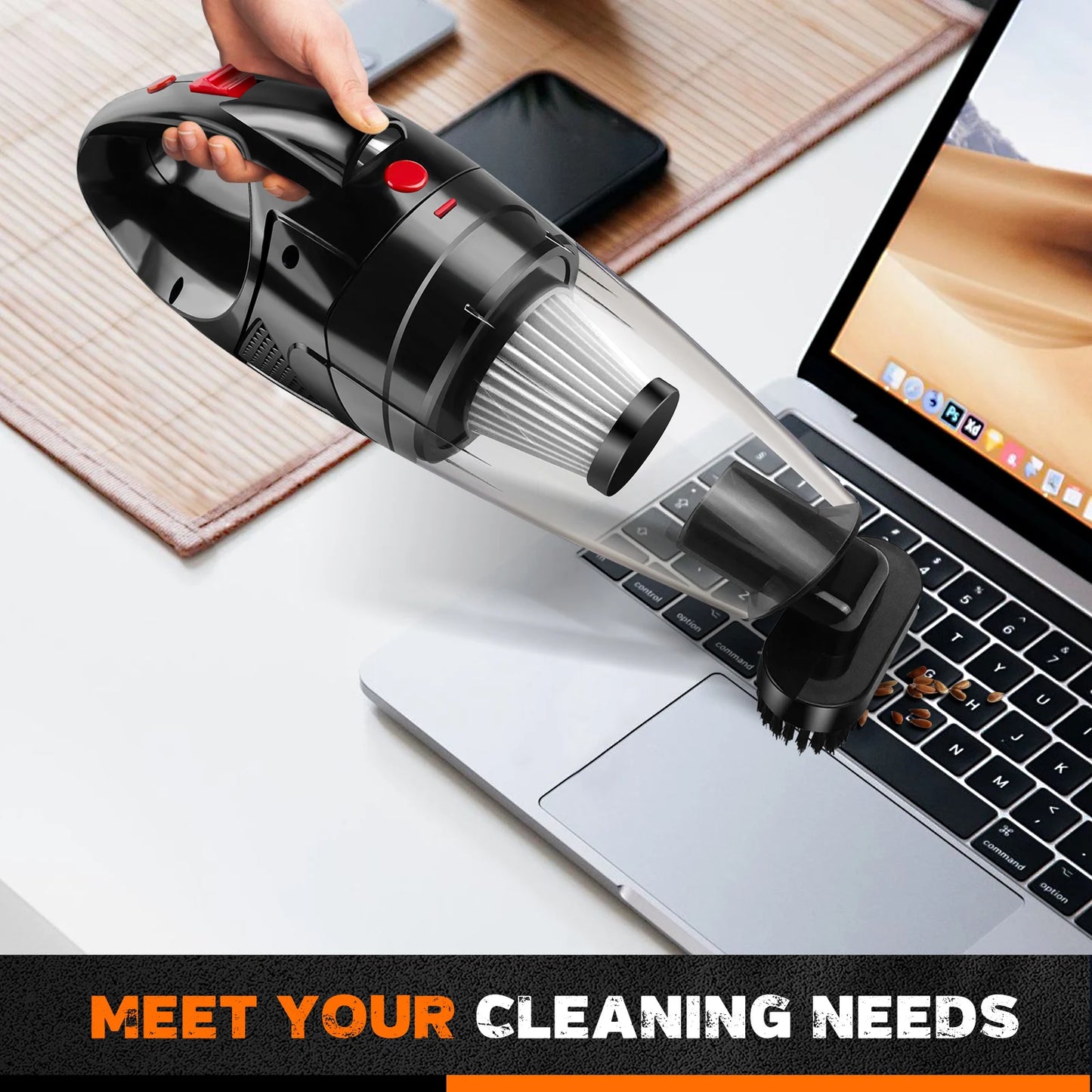 Handheld Car Vacuum Cleaner 3 IN 1, Cordless 7500PA Suction USB Rechargeable Portable Lightweight fit for Pet, Car, Home, Office